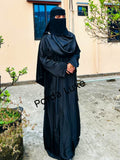 Dubai Karchupi Borka Black With Hijab – Premium Jafran Fabric